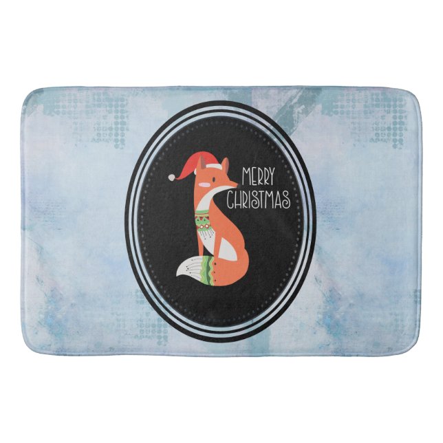 Orange Fox i Red Santa Hat God jul Badrumsmatta (Framsidan)