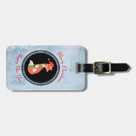 Orange Fox i Red Santa Hat God jul Bagagebricka