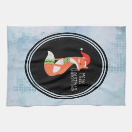 Orange Fox i Red Santa Hat God jul Kökshandduk