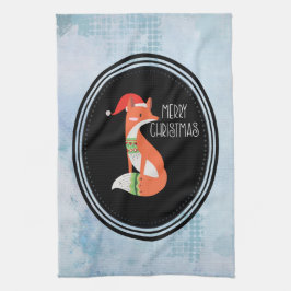 Orange Fox i Red Santa Hat God jul Kökshandduk