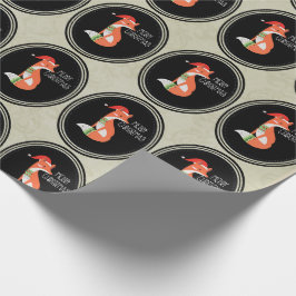 Orange Fox i Red Santa Hat God jul Presentpapper