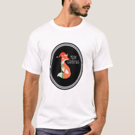 Orange Fox i Red Santa Hat God jul Tee