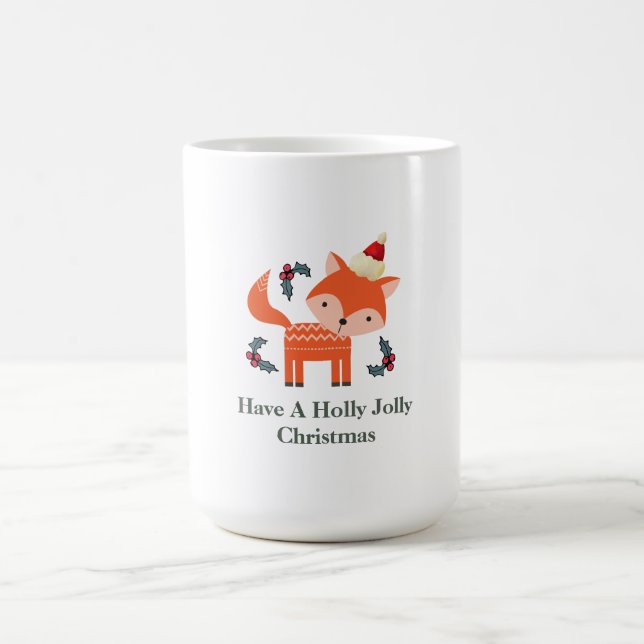 Orange Fox i Santa Hat Cute Whimsical jul Kaffemugg (Center)