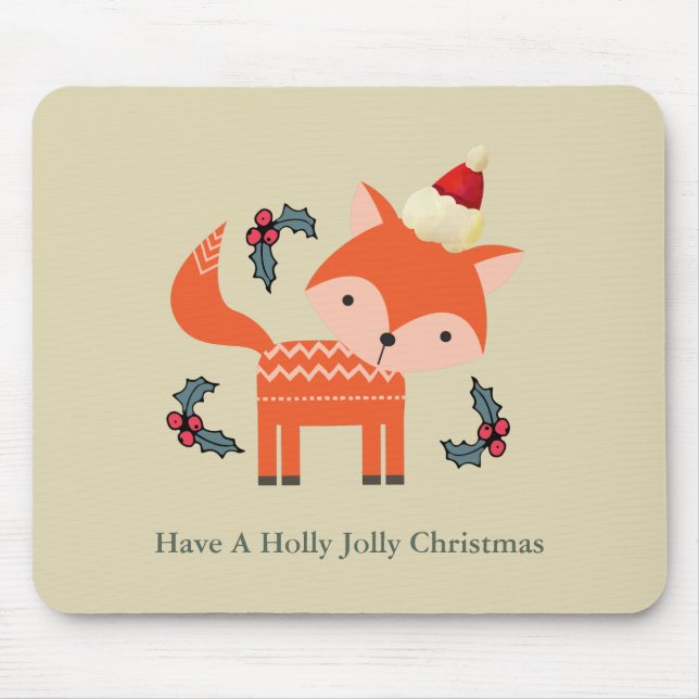 Orange Fox i Santa Hat Cute Whimsical jul Musmatta (Framsidan)