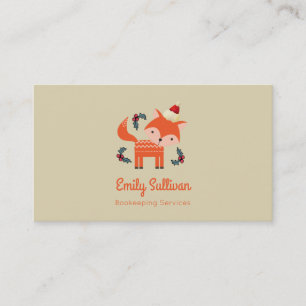 Orange Fox i Santa Hat Cute Whimsical jul Visitkort