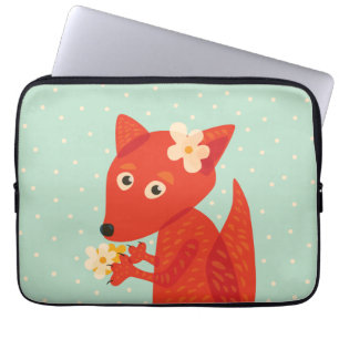 Orange Fox Kawaii Cute Kids Laptop Fodral