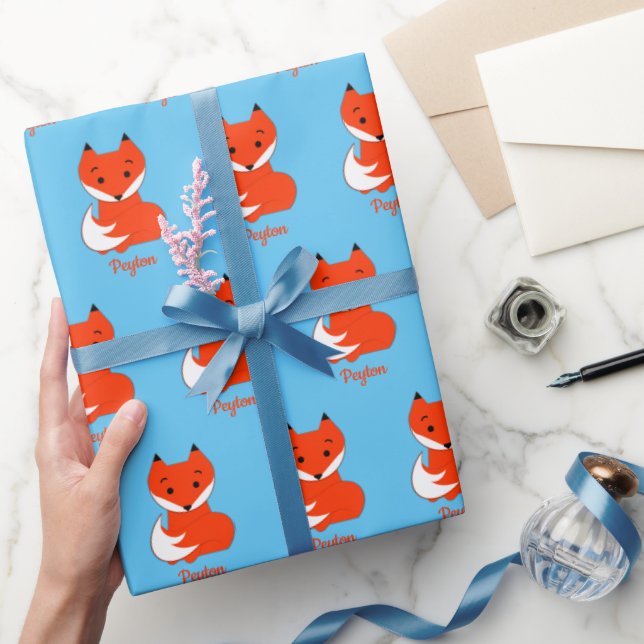 Orange Fox Lägg till en Namn-figursättningsPapper Presentpapper (Gifting)