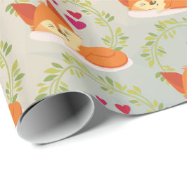 Orange Fox med röda örter och Grönt andedräkt Presentpapper
