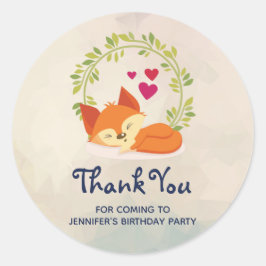 Orange Fox med röda örter och Grönt andedräkt Runt Klistermärke