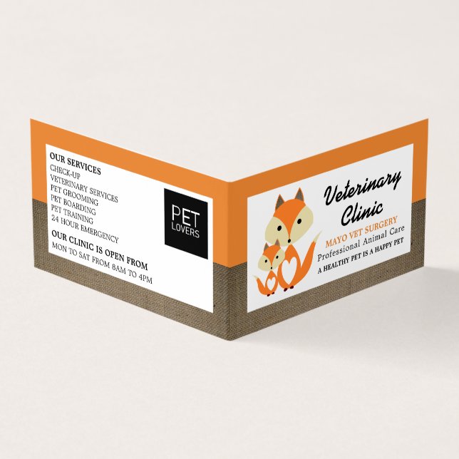 Orange Fox, veterinär, veterinärinformation Visitkort (Utsida)
