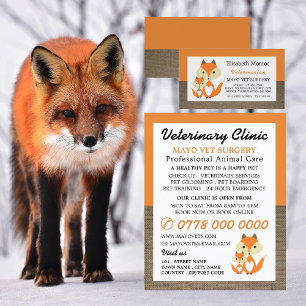Orange Fox, veterinär, veterinärtjänst Visitkort