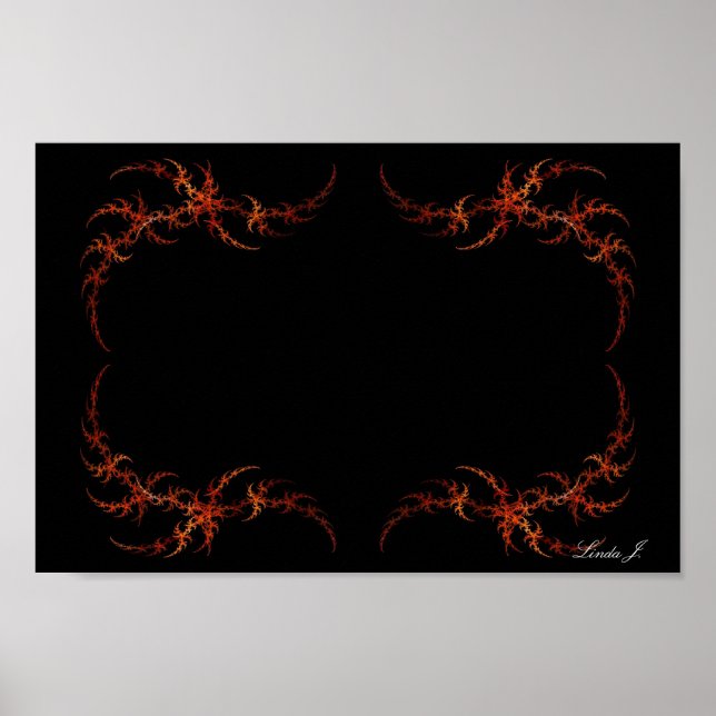 Orange Fractal Fiery Gräns Canvas eller Poster (Framsidan)