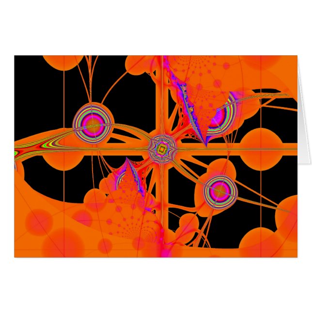 Orange Fractal Hälsningskort (Framsidan Horizontal)