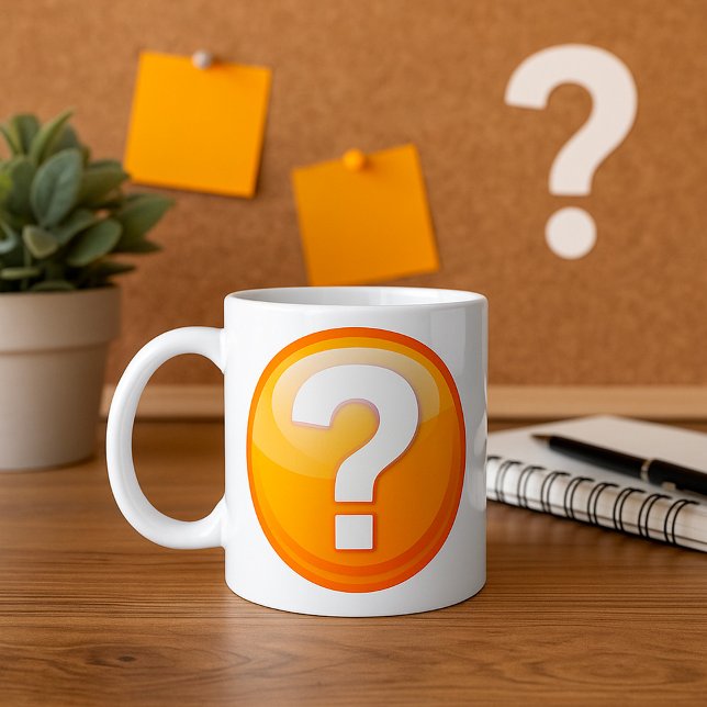 Orange frågetecken fet modern symbol kaffemugg (Skapare uppladdad)