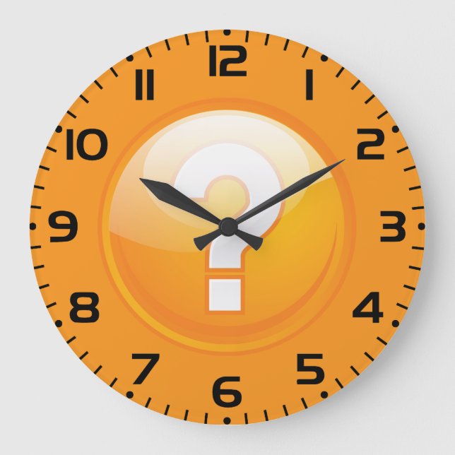 Orange frågetecken fet modern symbol stor klocka (Framsida)