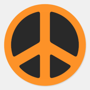 Orange fredstecken runt klistermärke