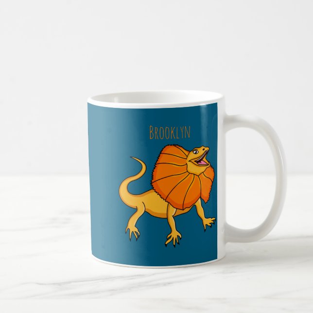 Orange Frilled Neck Lizard Cartoon Illustration Ba Kaffemugg (Höger)