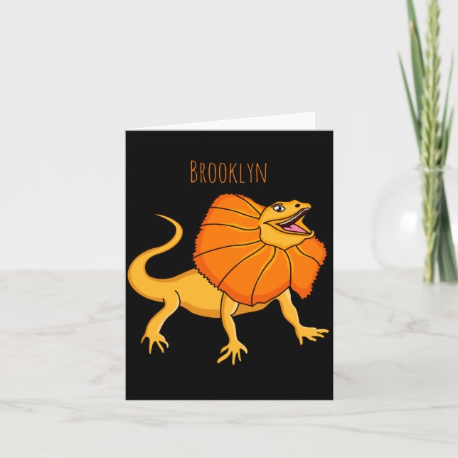 Orange Frilled Neck Lizard Cartoon Illustration Ba Kort (Framsida)