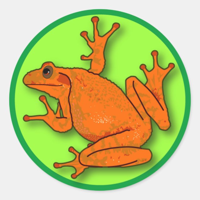 Orange Frog Sticker Runt Klistermärke (Framsida)