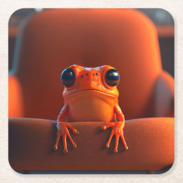 Orange Frog Underlägg Papper Kvadrat