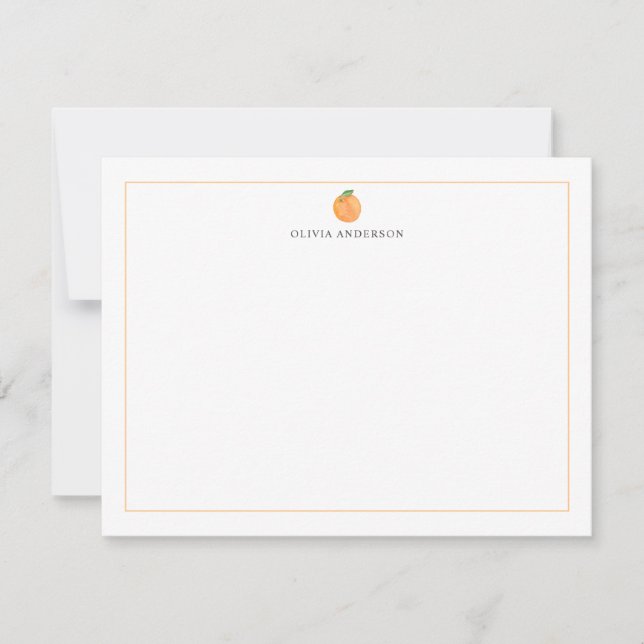 Orange Fruit Border Personalized Stationery Anteckningskort (Framsida)