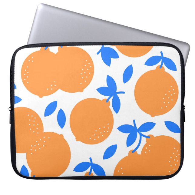 Orange Fruit: Exquisite Blue-Twiged Mönster. Laptop Fodral (Framsidan)