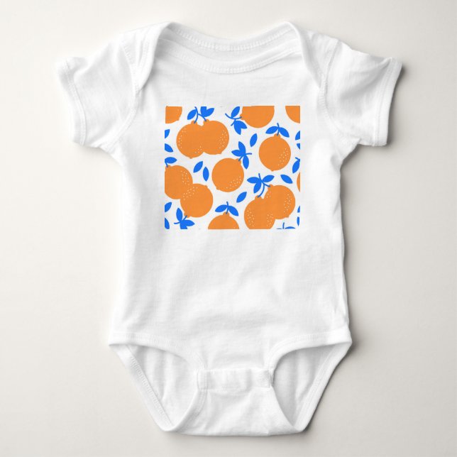 Orange Fruit: Exquisite Blue-Twiged Mönster. T Shirt (Framsida)