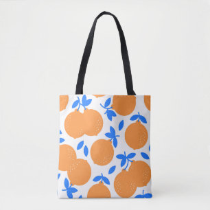 Orange Fruit: Exquisite Blue-Twiged Mönster. Tygkasse