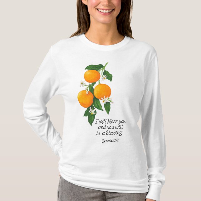 Orange Fruit Genesis 12:2 T Shirt (Framsida)