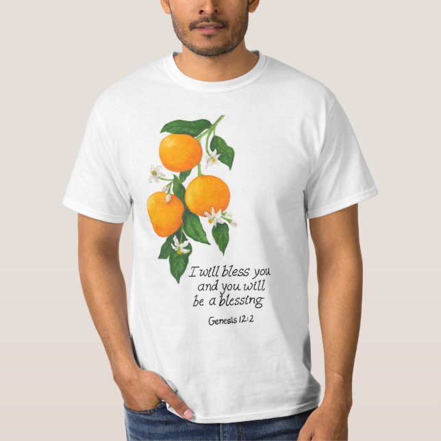 Orange Fruit Genesis 12:2 T Shirt (Framsida)