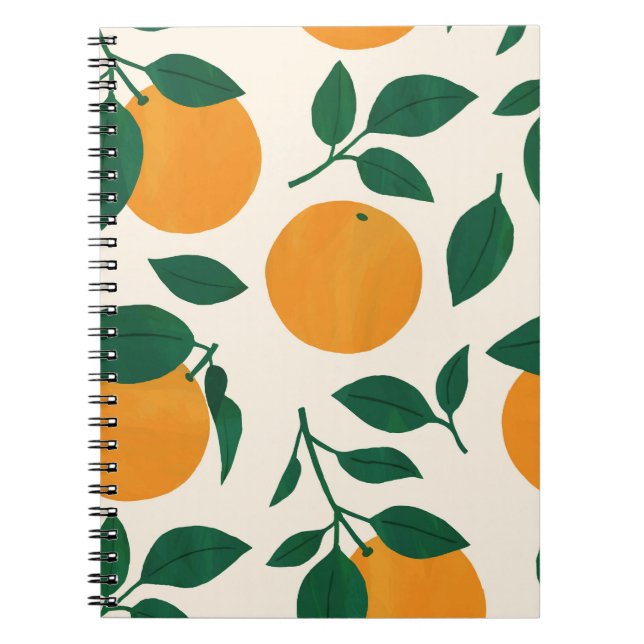 Orange Fruit Mönster Illustration Anteckningsbok (Framsidan)