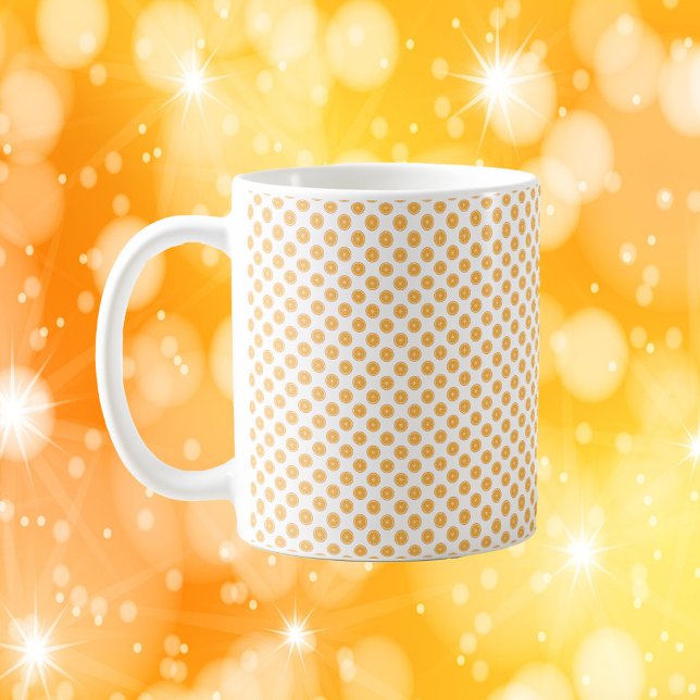 Orange Fruit Mönster Kaffemugg (A fun mug with an all over pattern of oranges.)