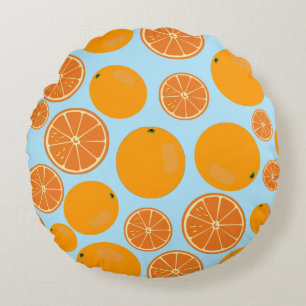 Orange Fruit Mönster Rund Kudde