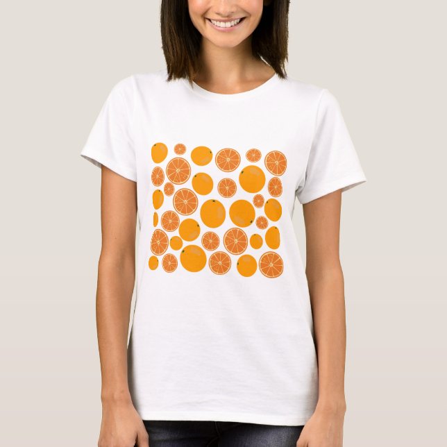 Orange Fruit Mönster T Shirt (Framsida)