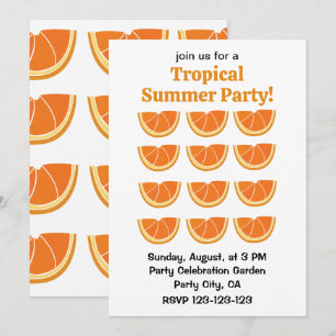 Orange Fruit Segce Tropical Summer Party Inbjudningar