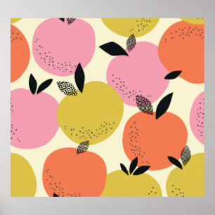 Orange Fruit, Sömlös sommar Mönster. Poster