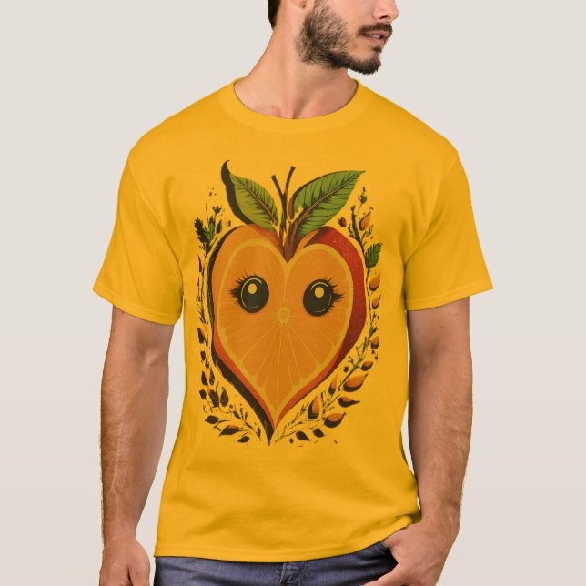 Orange Fruits Kärlek Heart - Speciell Moment Desig T Shirt (Framsida)