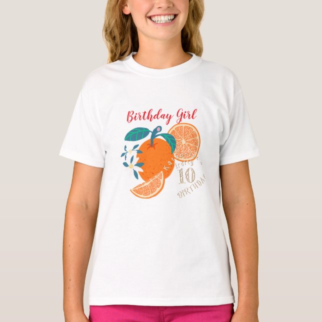 Orange Fruity Birthday  T Shirt (Framsida)