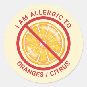 Orange Frukt Citrus Mat Allergi Medvetenhet Runt Klistermärke