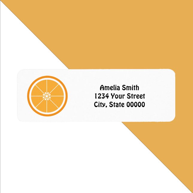 Orange Frukt Citrus Personalize Returadress Etikett (A return address label featuring an orange fruit slice.  Text can be personalized to fit your needs)