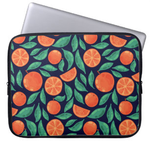 Orange Frukt: Färg Vintage Sömlös Laptop Fodral