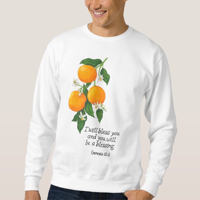 Orange Frukt Genesis 12:2 Lång Ärmad Tröja (Framsida)