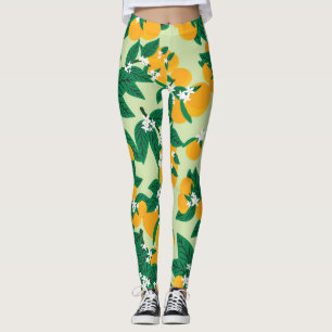 Orange frukt: grönt vintage mönster. leggings