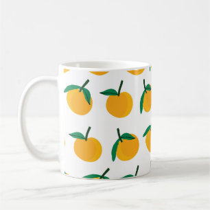 orange frukt med vit bakgrund, sömlös patron kaffemugg