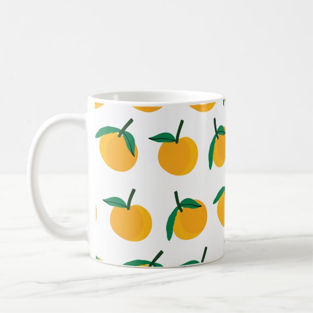 orange frukt med vit bakgrund, sömlös patron kaffemugg (Vänster)