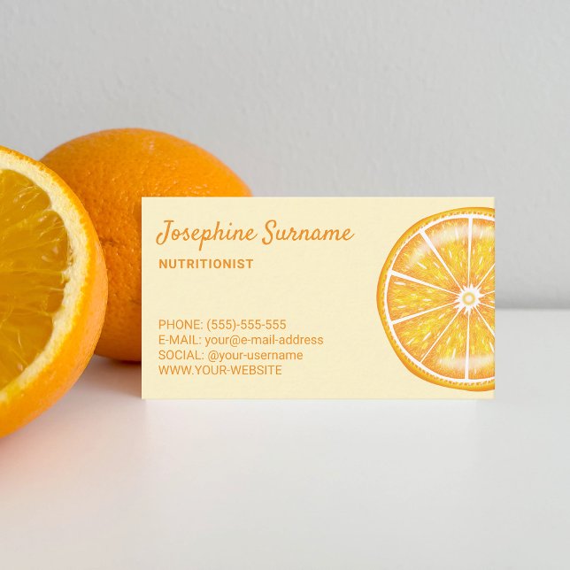 Orange Frukt Segce Nutritionist Dietician Gult Visitkort (Skapare uppladdad)