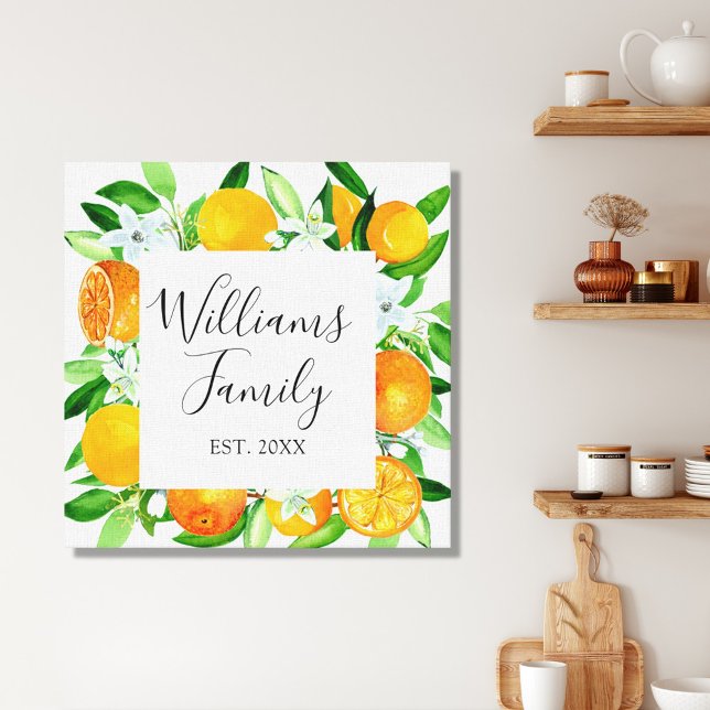 Orange Frukter och blommor SommarBlommigt botanisk Canvastryck (In situ)