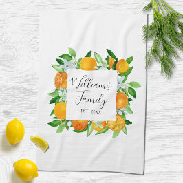 Orange Frukter och blommor SommarBlommigt botanisk Kökshandduk