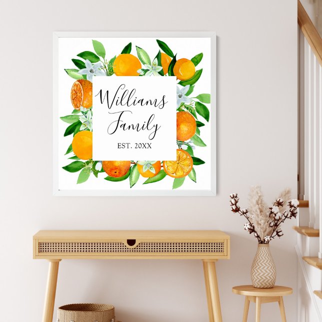 Orange Frukter och blommor SommarBlommigt botanisk Poster (In situ)