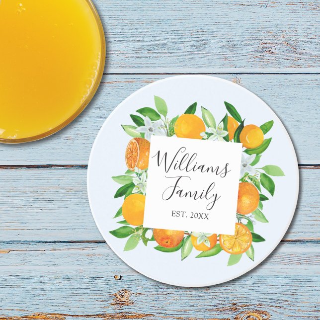 Orange Frukter och blommor SommarBlommigt botanisk Underlägg (In situ)